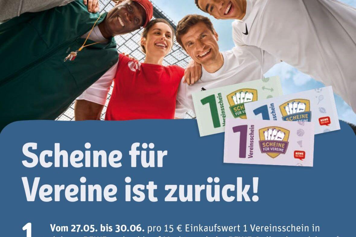 Scheine für Vereine Plakat REWE Scheine fuer Vereine