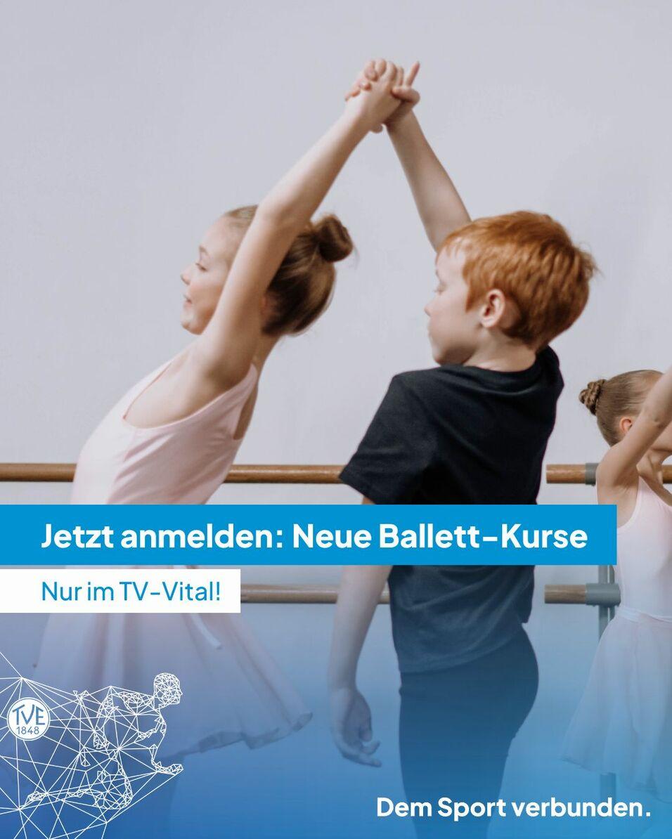 Neue Ballett-Kurse im TV-Vital Zwei Kinder tanzen Ballett und halten sich dabei an den Händen.
