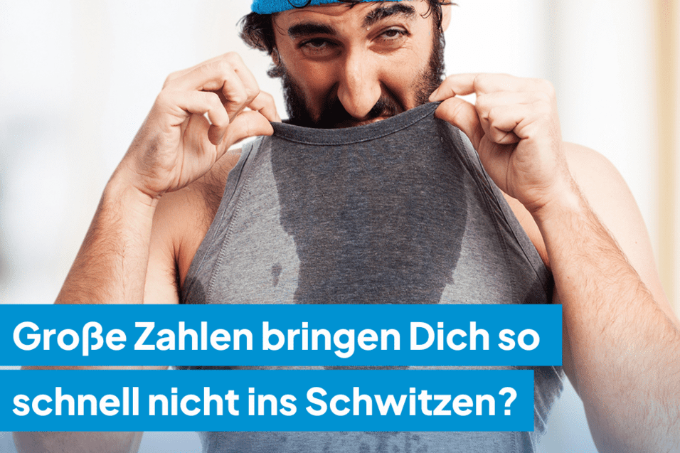 Jobangebot Finanzbuchhalter beim TV48 Erlangen Ein Mann mit einem blauen Stirnband zieht sein schweißnasses T-Shirt aus und schaut direkt in die Kamera.