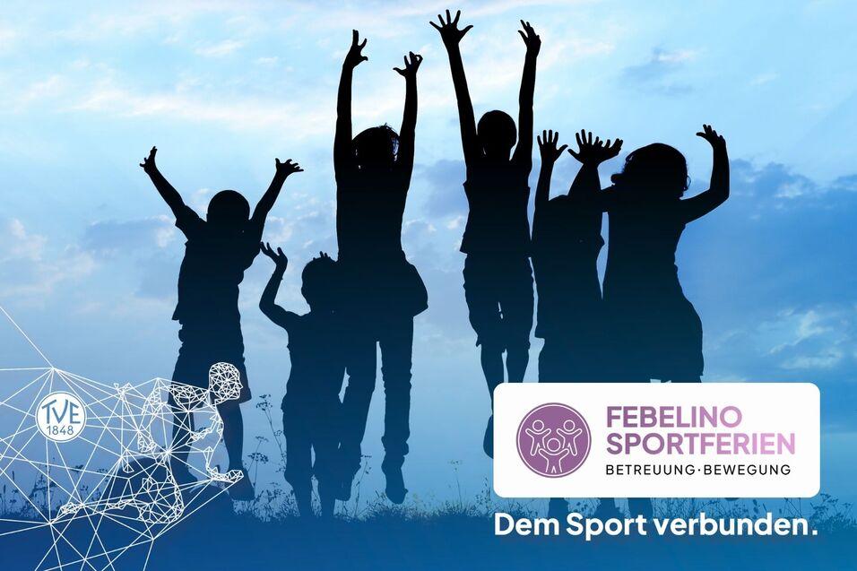 Silhouetten von springenden Kindern im Sommer