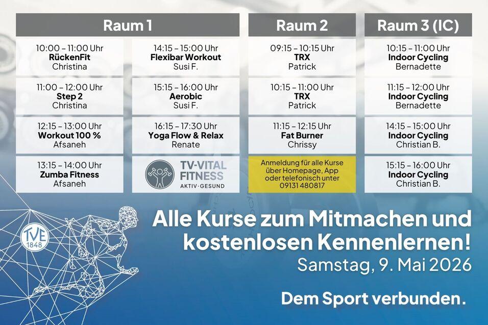 Kurse am 9. Mai Jubil&auml;um TV-Vital