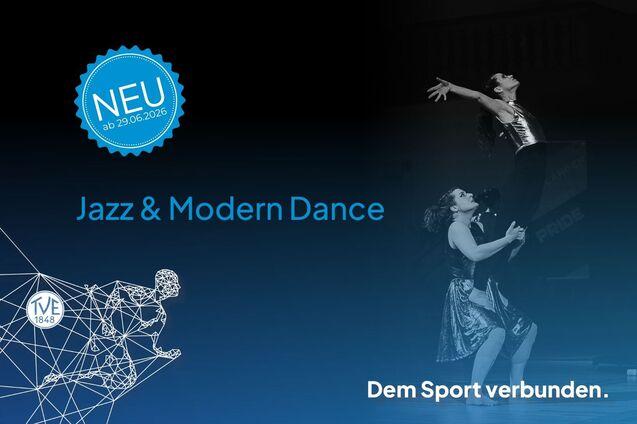 Tanzende Frauen neben dem Text "Jazz & Modern Dance" und "Neu ab 29.06.2026"