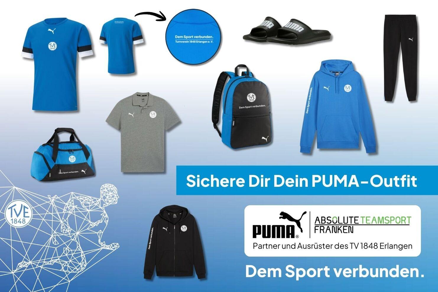 Verschiedene Kleidungsst&uuml;cke der ersten PUMA-Kollektion