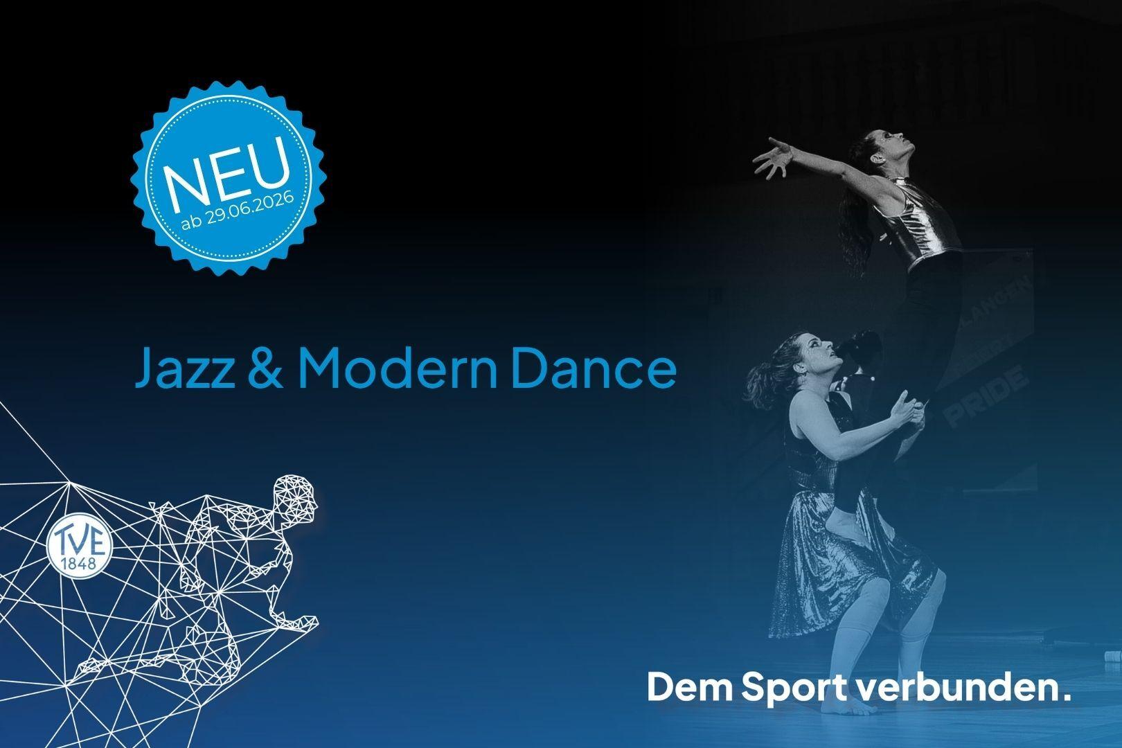 Tanzende Frauen neben dem Text "Jazz & Modern Dance" und "Neu ab 29.06.2026" Tanzende Frauen neben dem Text "Jazz & Modern Dance" und "Neu ab 29.06.2026"